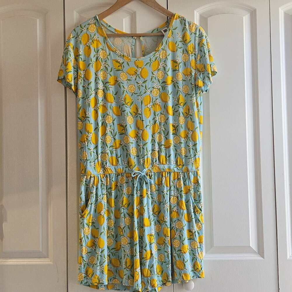 Alex's Lemonade Stand Romper Size XL Pockets Stretch Drawstring Waist Light Blue